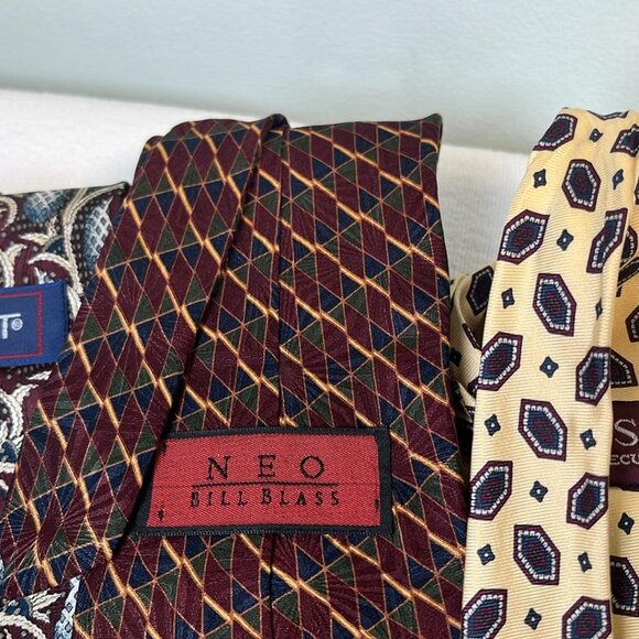 Men's Necktie Set of 3 100% Silk Business Dinner Date MobBoss CEO Hipster - Picture 7 of 9